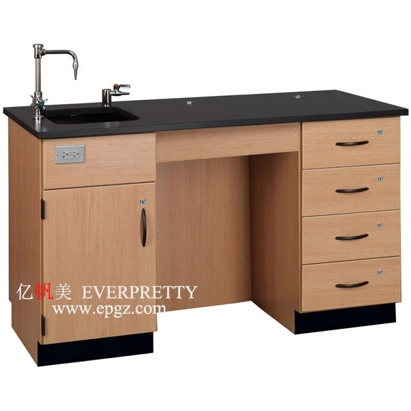 School laboratory furniture wooden chemistry and biology lab table furniture with faucets