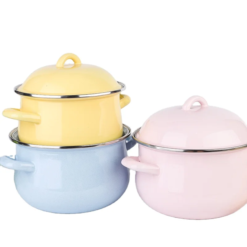 Enamel Pot Soup Double Ear Milk Stew Chinese Medicine Steamer Induction Cooker Universal
