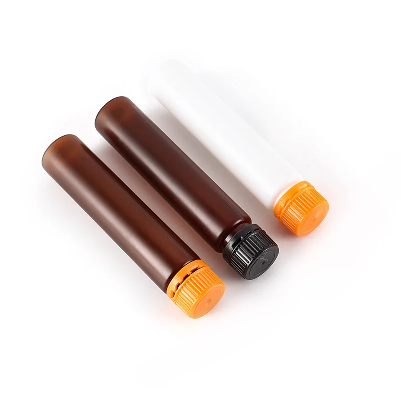 High quantity security caps 50ml pet collagen bottle PE amber pet plastic bottle