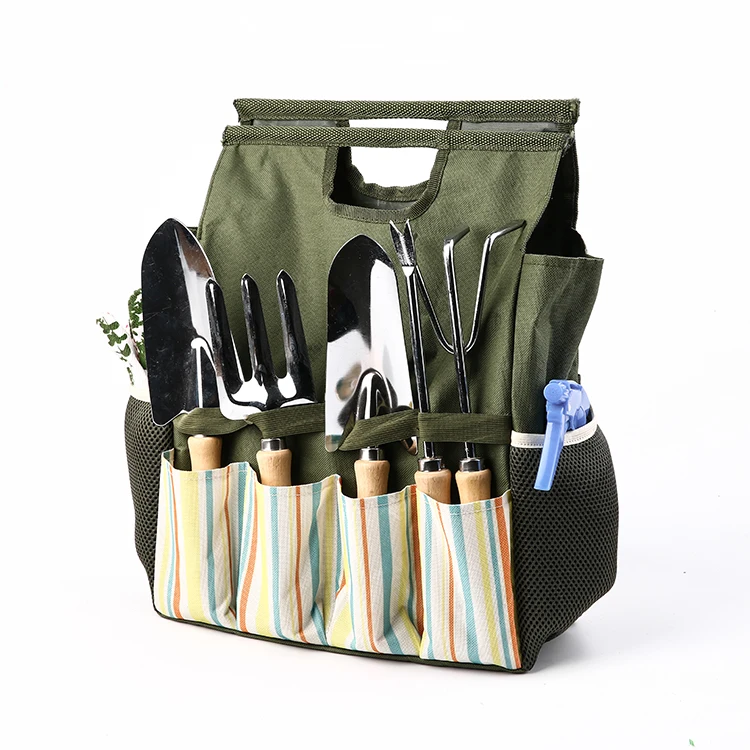 Custom electroplate garden tools cloth package set shovel fork metal garden tools set