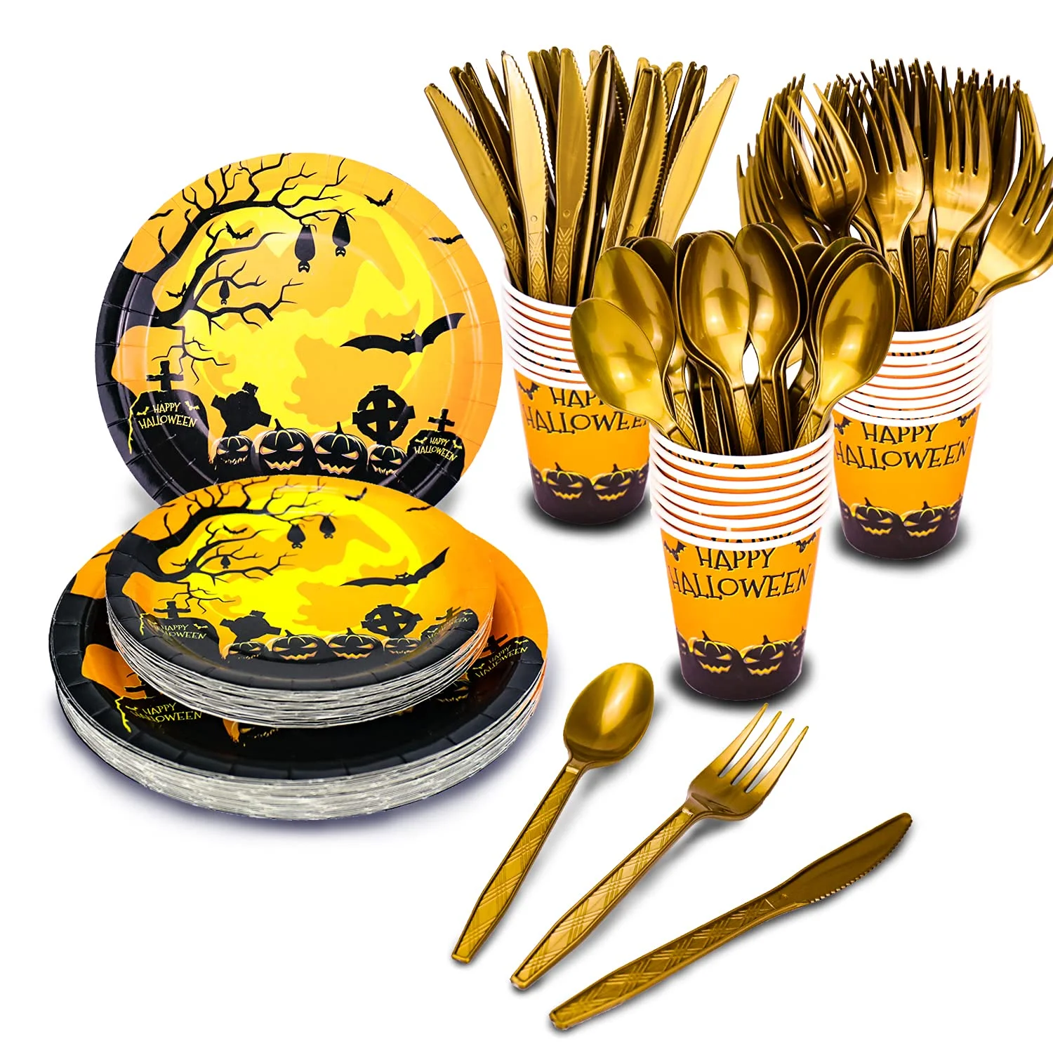 Custom Halloween holiday party set paper cup paper plate disposable tableware set