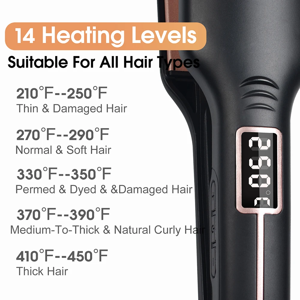 Infrared Wide professional LCD temperature display hair straightener