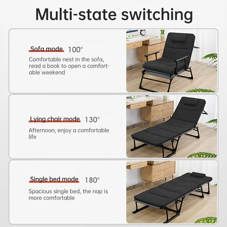 Urban style metal material thick sponge adjustable metal folding beds for adults