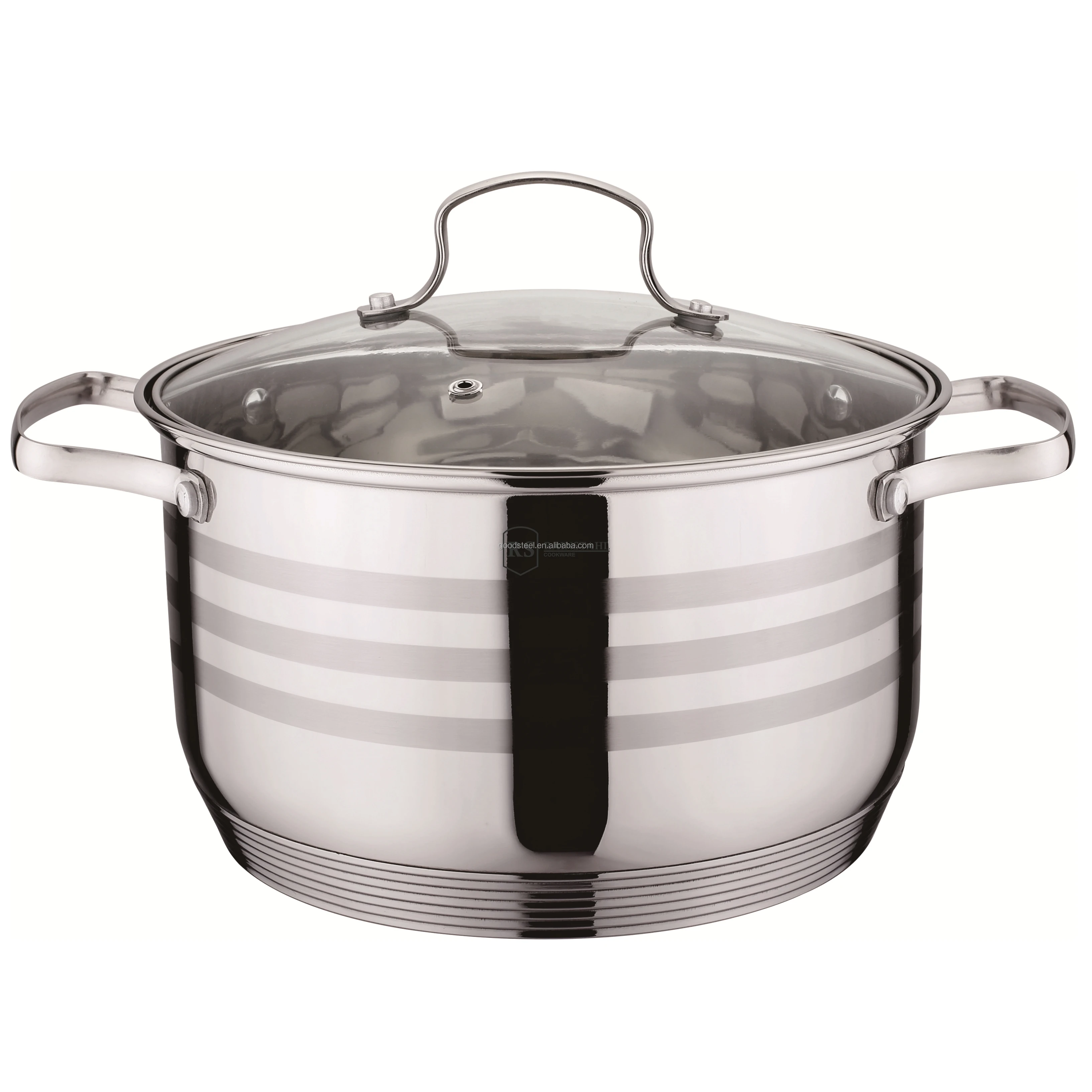 Russia 6pcs Cookware Set 16 18 20cm Stainless Steel Pot with 7 steps induction bottom Eco-Friendly Polished Outer Coating