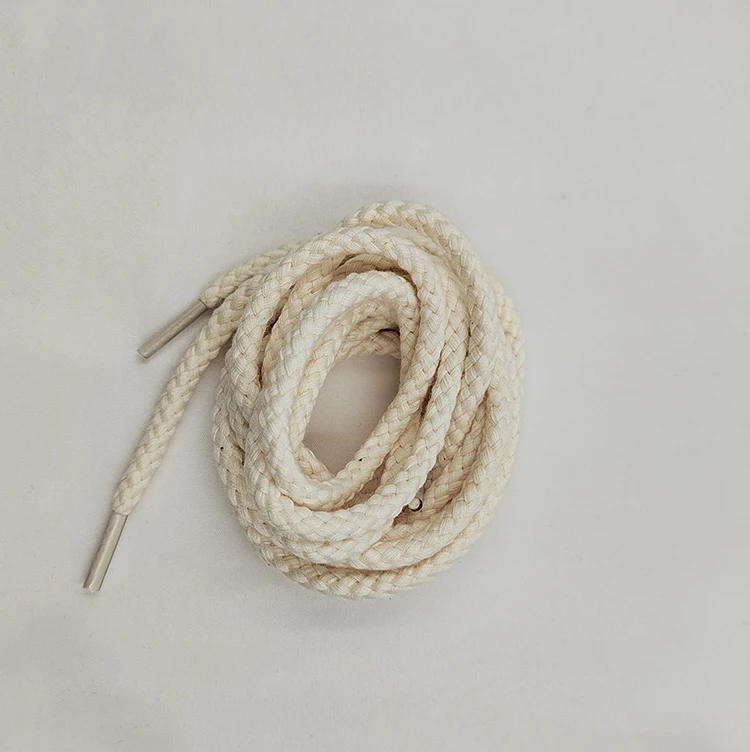 Durable Beige Spiral Round Sneaker Shoe Laces Thick Cotton Hemp Rope Shoelaces natural cord laces