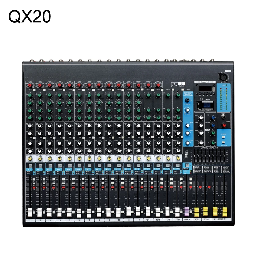 QX20 20 Канальные входы USB плеер видео переключатель аудио микшер