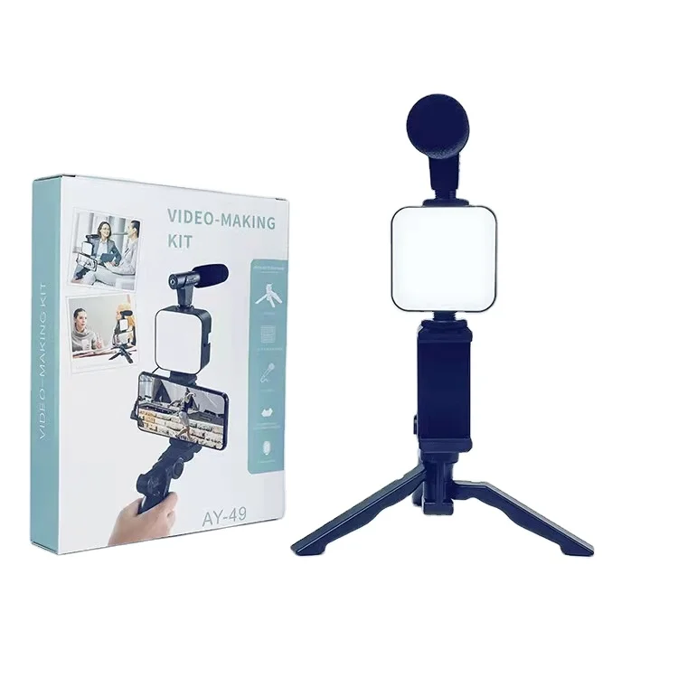 CYKE Selfie Stick Stand Microphone Lighting Tripod Phone Handheld Bracket Bluetooth Remote Video Shooting Camera Light AY49