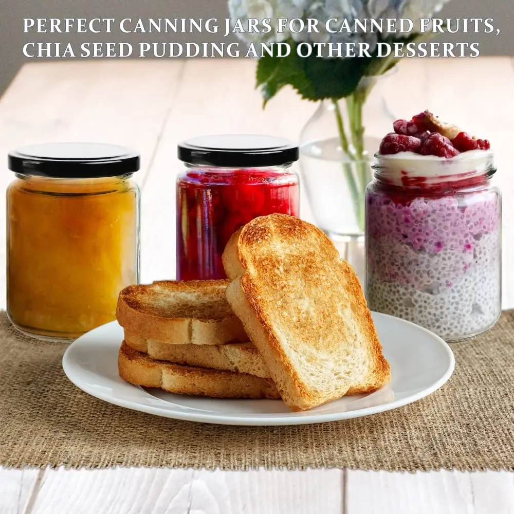 hot sell 240ml 8oz empty cylinder glass honey jam storage jar with deep lug cap for sale