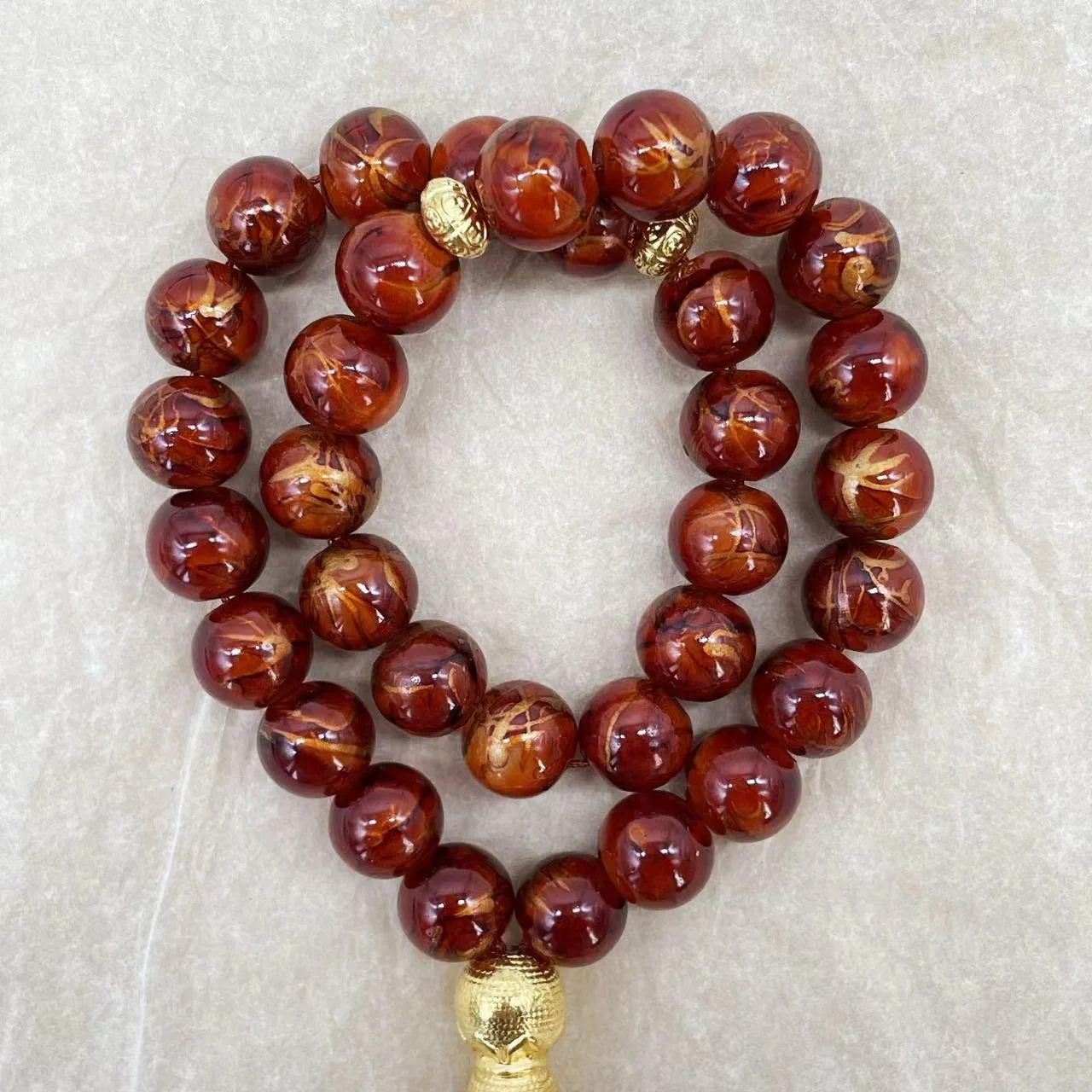CJ New Fashion 33Pcs Arabic Tassel Bracelet Rosary  Crack Glass Beads Size 10MM Good Quality Necklace Jewelry Rosary