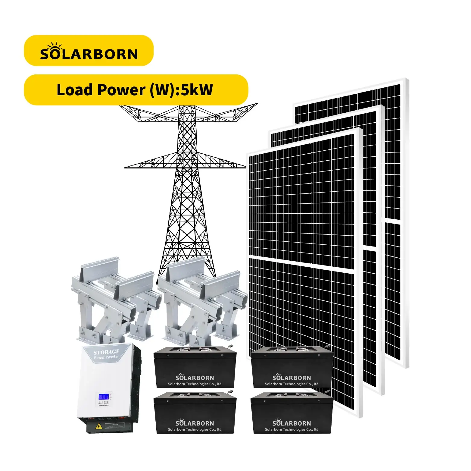 Solarborn solar panels system panel solar hybrid solar system 5kw 10kw solar power system
