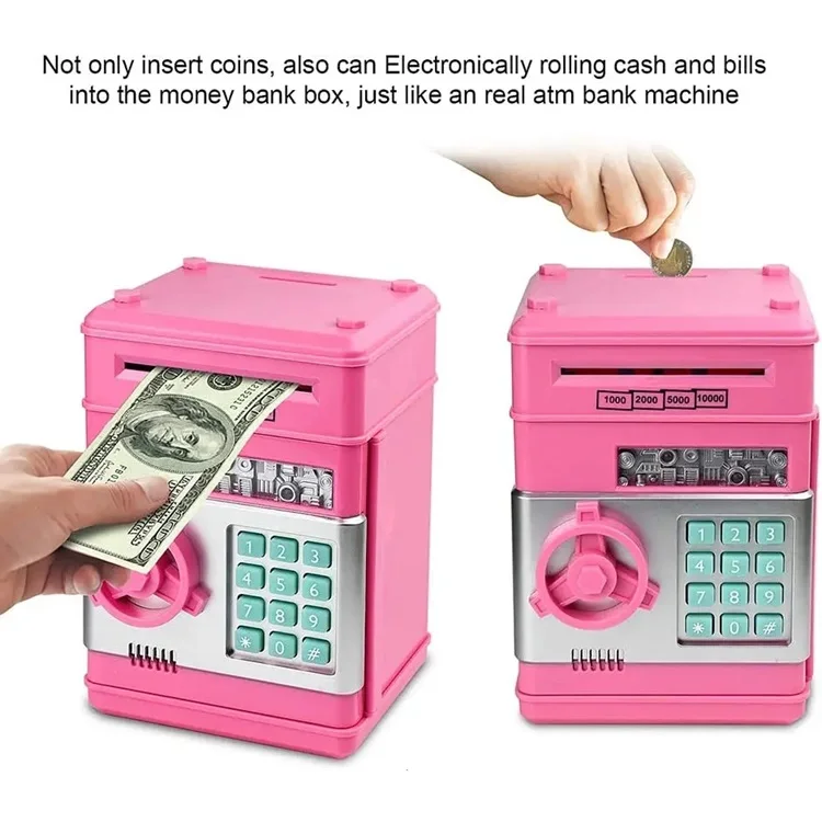 Hot sell Plastic Bank Safe Money Box Children Cash Saving Safe Atm Toy