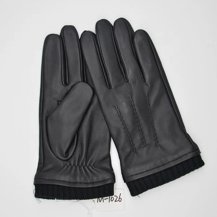 Factory Luxury Real Leather Gloves Windproof Durable OEM & ODM Cognac / Navy / Brown Leather Gloves for Men
