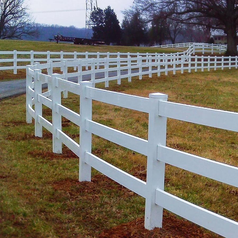 Fentech Top Quality 3 Rails PVC Vinyl Horse Farm Fence