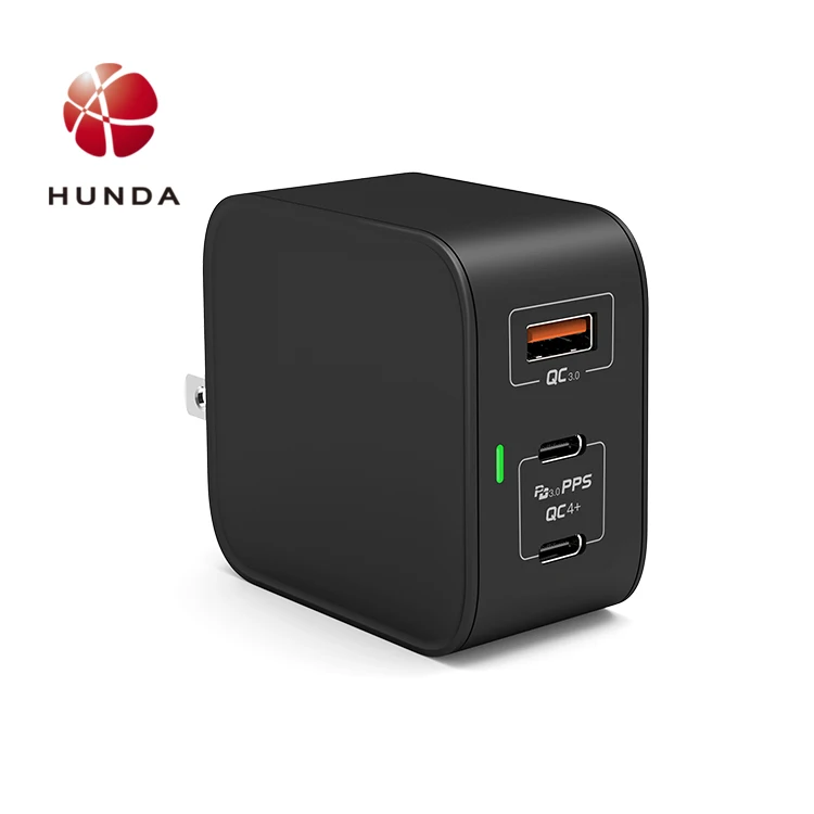 65 W Gan Charger Dual port power adaptor charging type-c Usb -c and Usb-A portable charger for travel for phone for computer