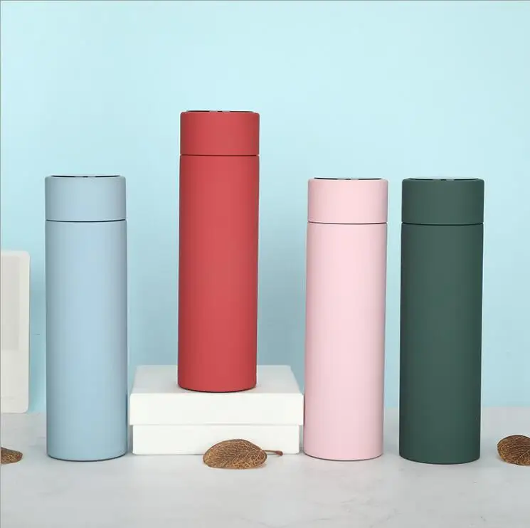 Custom 500ml Rubber Coating Led Temperature Display Stainless Steel Vacuum Insulated Smart Water Bottle