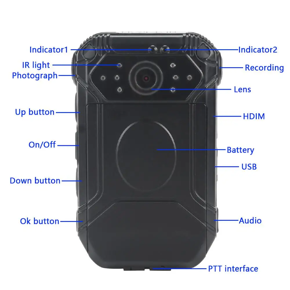 
FHD IR Night Vision 4G Live Streaming Wearable Body Worn Camera with Beidou GPS Wifi Blue tooth Waterproof Vandal Proof DVR 