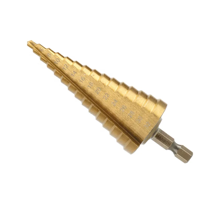 34-12Mm Hexagonal Handle Straight Grooved Step Drill Bits For Sheet Metal Drilling