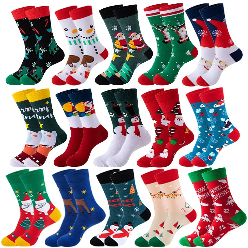 Unisex Candy Canes Pattern Funny Colorful Crazy Cotton Tube Trend Christmas Dress Socks