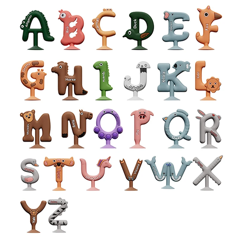Wholesale Custom Alphabet Silicone Toys Eco Friendly Organic Baby Teether Bpa Free Silicone 26 Letters Diy Baby Teething Toys