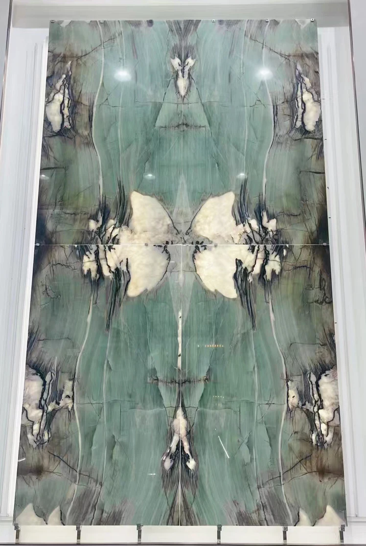 3/4 Inch Thickness Laguna Crystal Quartzite Backlit Feature Wall Luminous Tiffany Marble Walling Tile Glowing Countertop