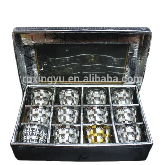 Fine arabic silver and gold plated coffee cup, ceramic coffee cup, arabic coffee cup set