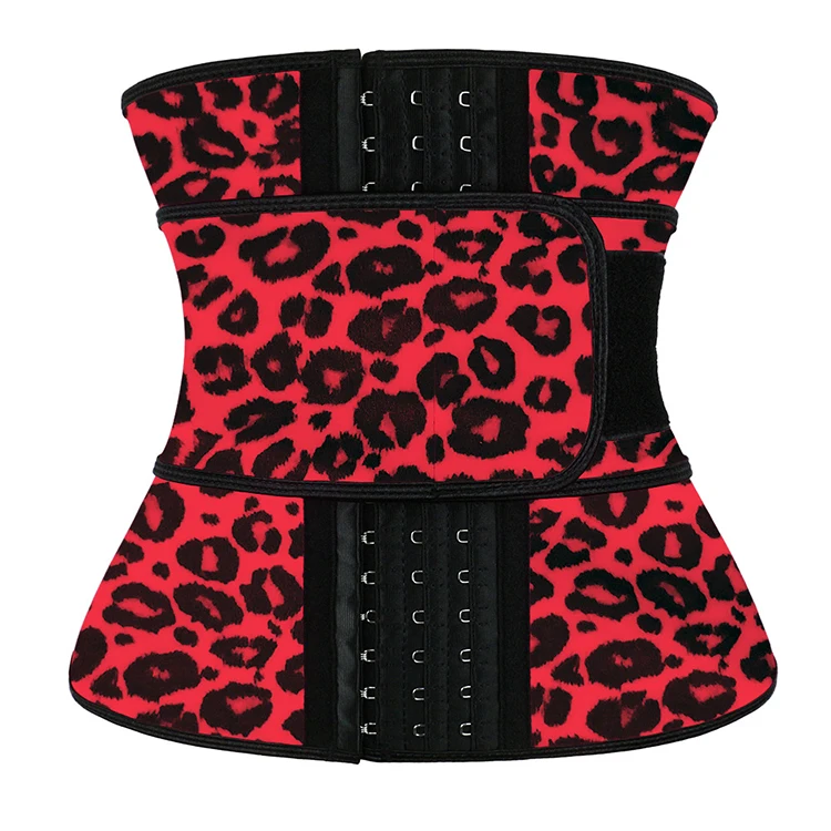 OEM/ODM High Quality Custom Leopard Printed 29 Steel Bones Body Shaper Fitness African Print Latex Waist Trainer for Women