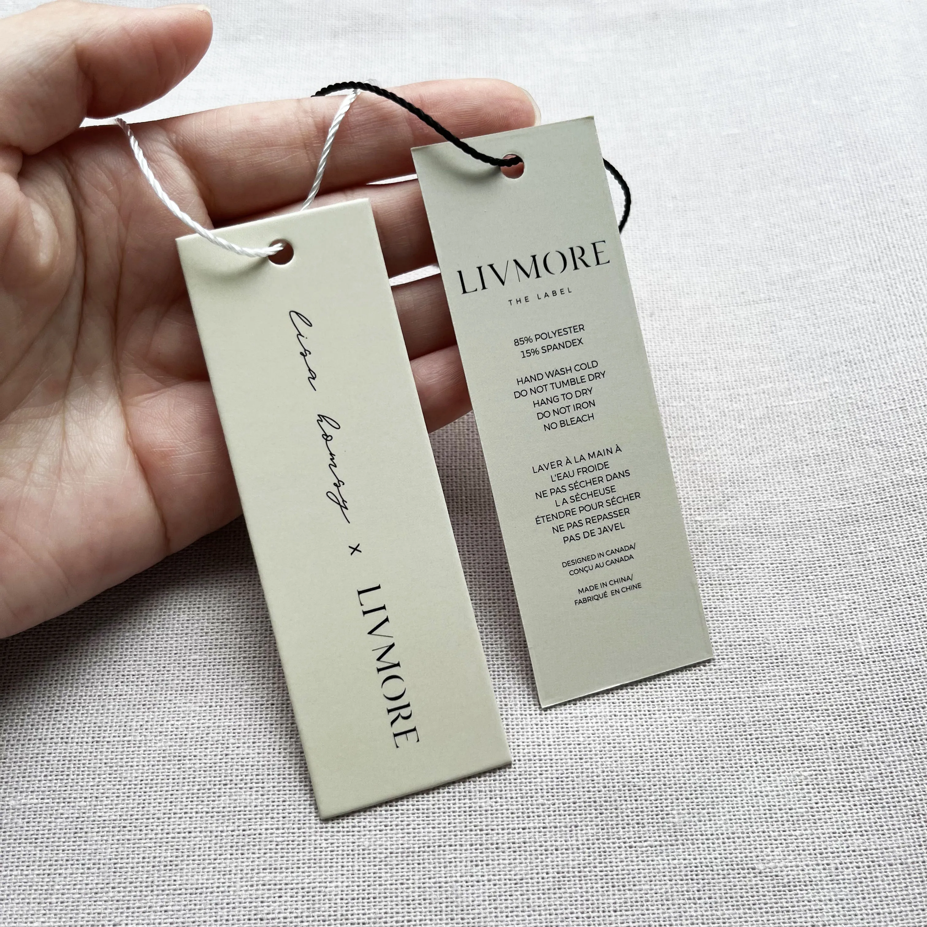 luxury custom hang tags with logo Design and printing fashion garment paper hang tag  clothing swing tag with string