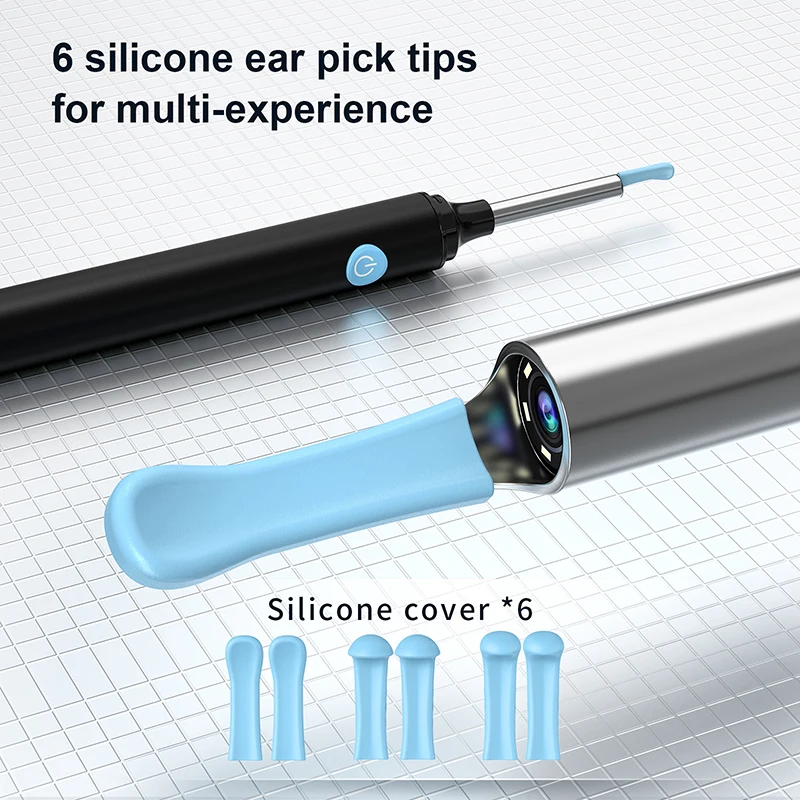 Earwax Cleaner Household 5MP Visual Ear Wax Removal Tool Kit With 6 Ear Spoon Home Use Wireless Endoscope Ear Cleaning Set