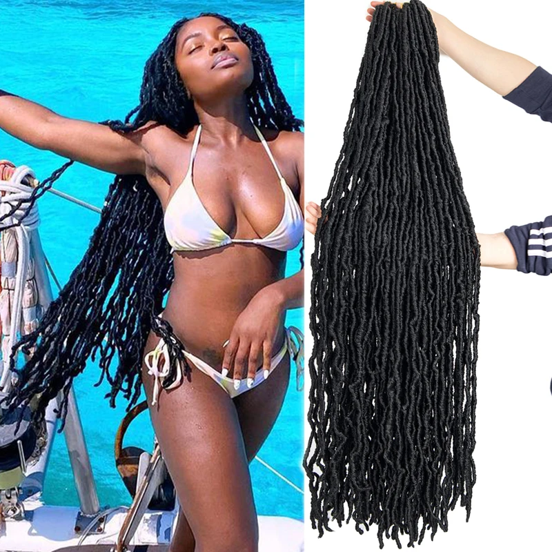 Synthetic Hair  18 24 36 44 inches Crochet Nu Locs Soft Locs Hair Faux Crochet Braid Hair Faux Locs for black women
