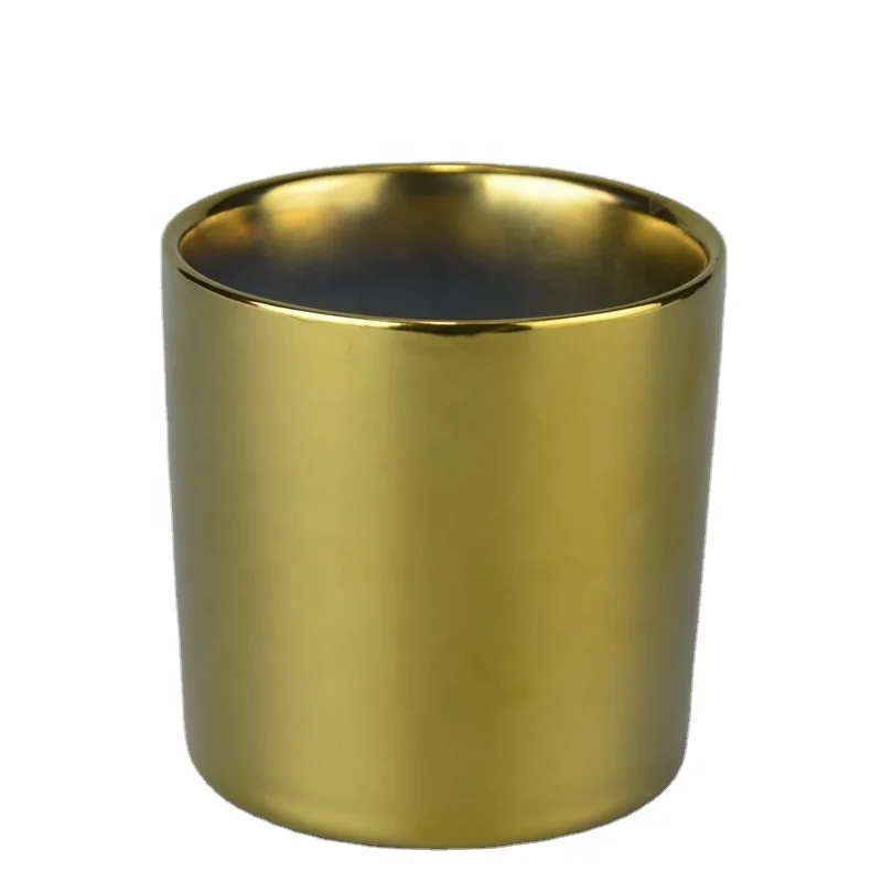 
Manufacture Luxury Dubai candle jars Custom 9oz gold candle holders Empty gold candle jar with lid 