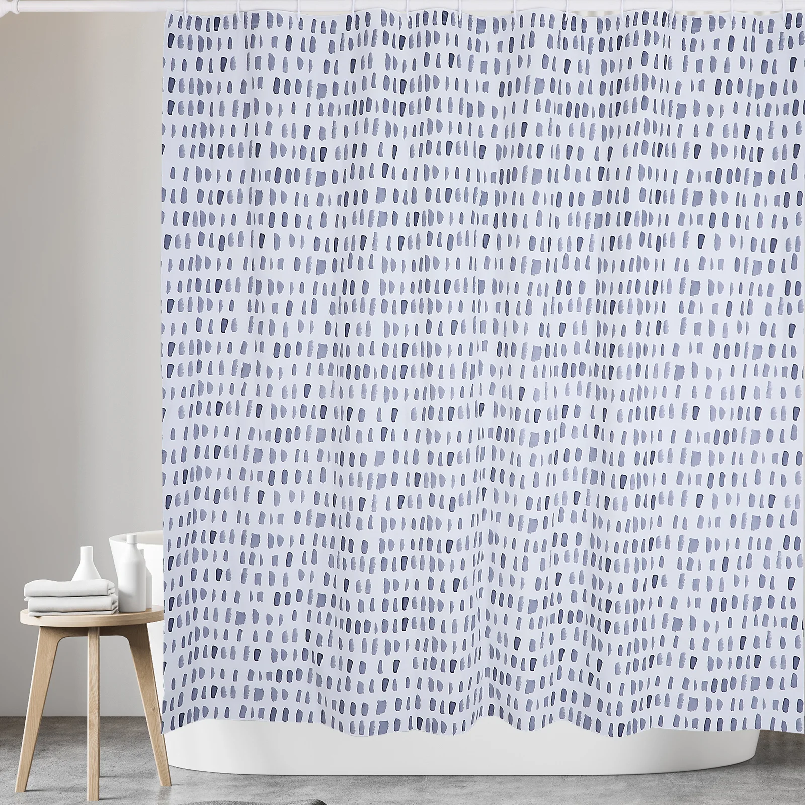 Plastic  PEVA Shower Curtain with Plastic C hooks Set of 13