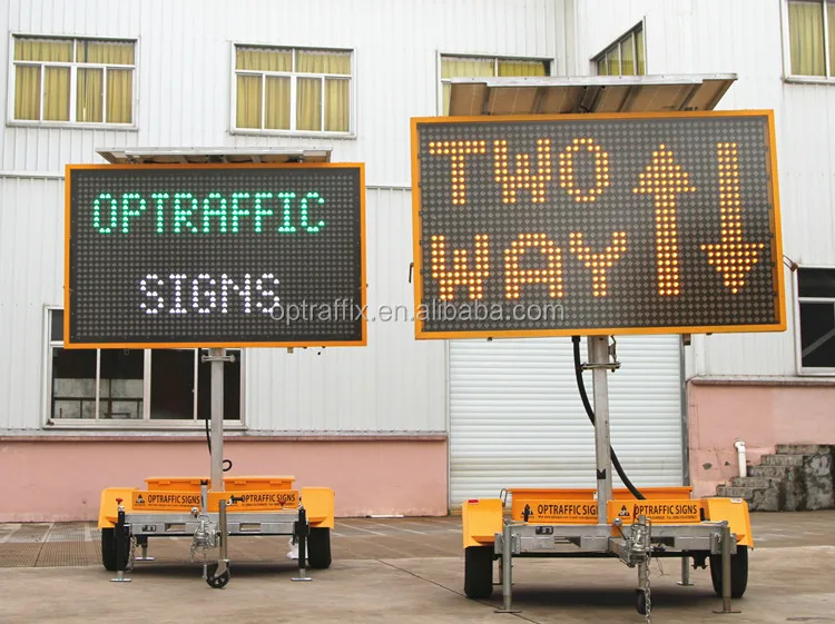 Roadway Safety AMBER & 5-COLOR Outdoor Portable LED Electronic Words Image Animation Display Variable Message Signs Trailer