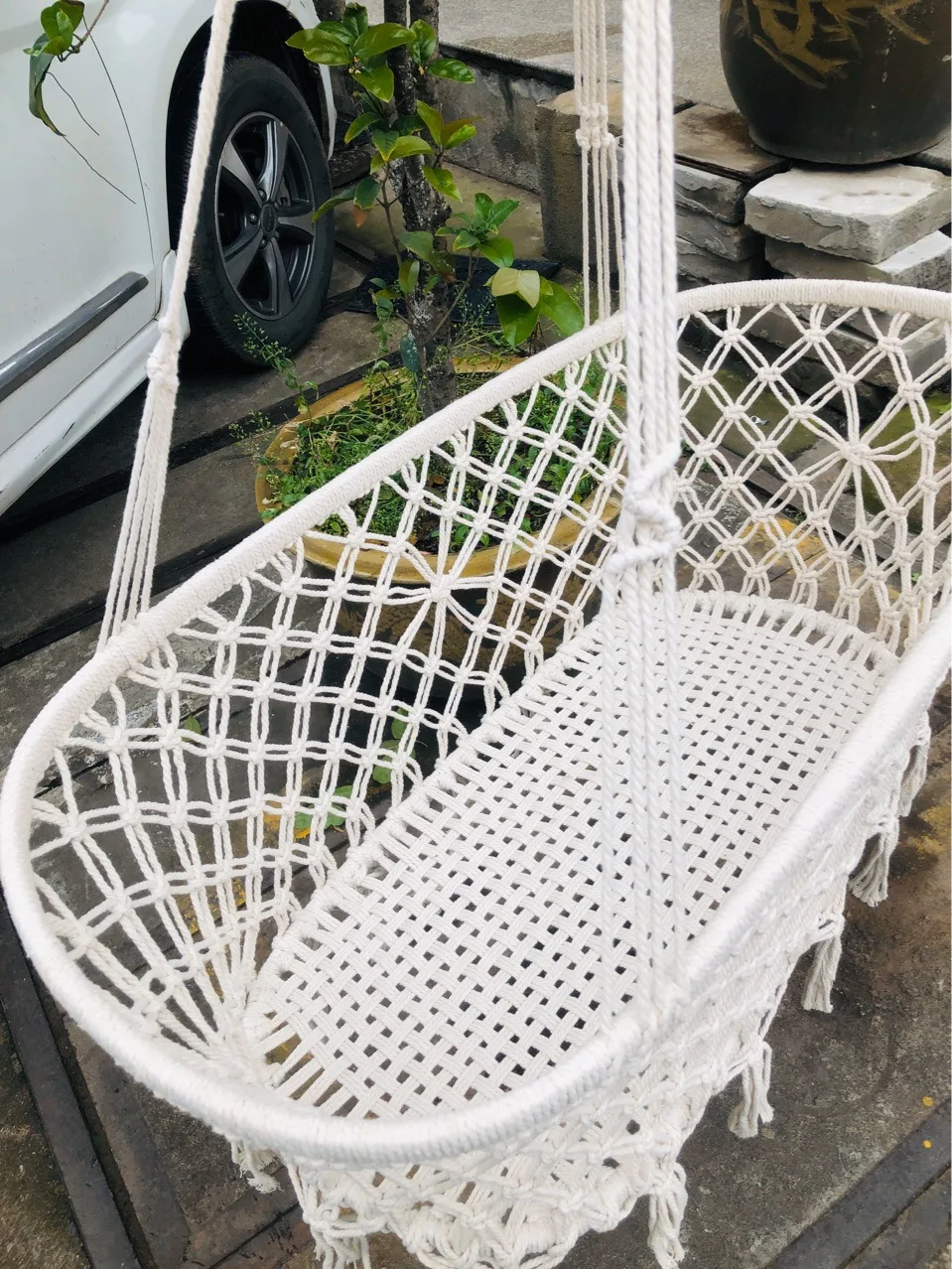 baby halo bassinest indoor swing bed crib macrame hanging infant cradle