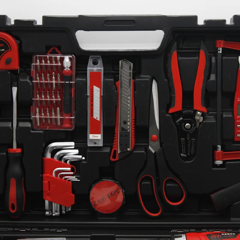 12V Electric Drill Hand Tool Set Portable Multi-functional Combination Impact Drill Lithium Hardware Auto Repair Tool Set