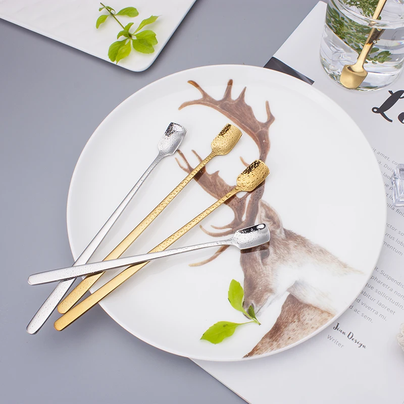 Bar accessories 304 stainless steel metal long handle Gold Ice Spoon stirring spoon bar spoon