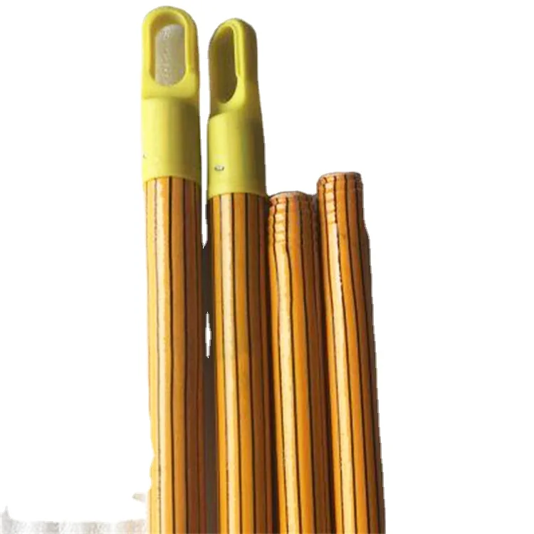 Factory Direct Sale Black Line Design Wooden Broom Handle Cheap PVC Coated Wooden Mop Stick