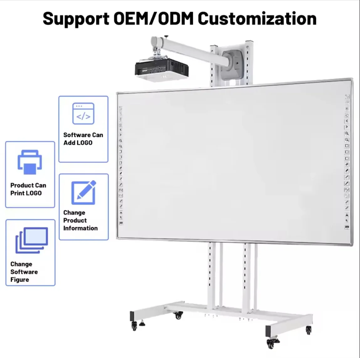 ShenMaiDi China Factory whiteboard 102inch portable interactive whiteboard device smart whiteboard with projector