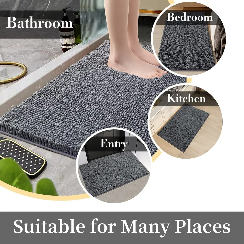 50*80cm Chenille bathroom Non-Slip Rubber Soft Water Absorbent Hotel Bathroom Shower Rug Bath Mat