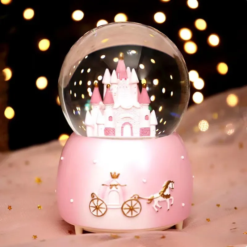 Customize Resin Christmas Snow Globe With Fairy Tale Castle Crystal Ball