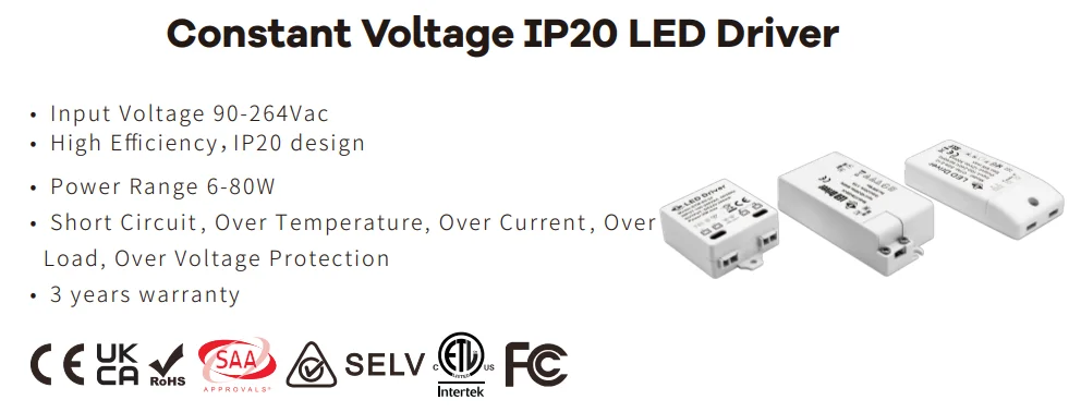 LED Driver 60 Watt IP20 Power Supply 12 Volt 60W Universal Class 2 Power Supply Adaptor for LED Strip Lights