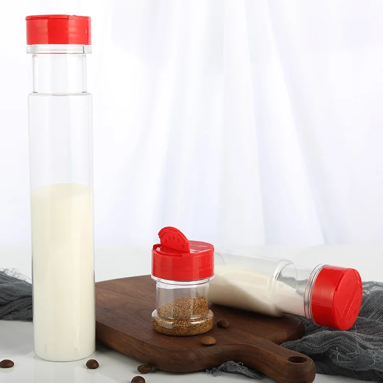 Food Grade Factory Clear PET Plastic Shaker Bottle Seasonsing Packaging Spice Pepper Powder Spice Plastic Jars