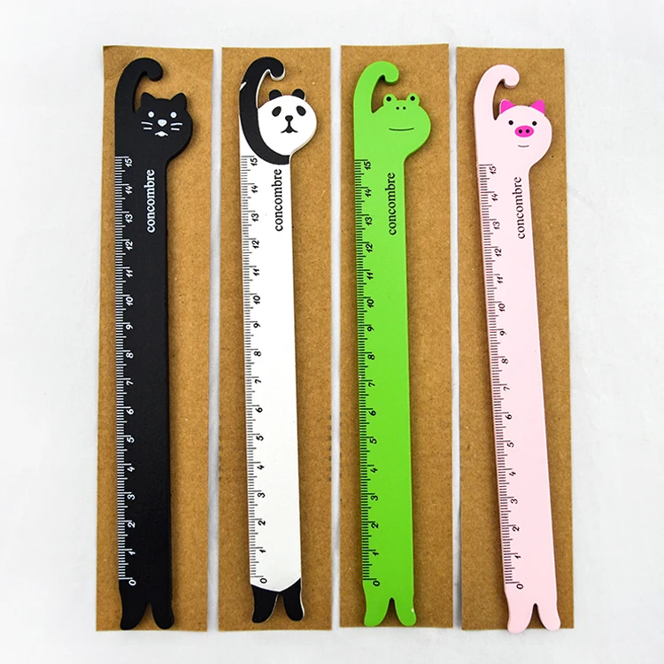 LOW MOQ Back to school Cartoon Animal Wooden Straight Ruler Multi function Puzzle Drafting ruler students DIY tools Stationery