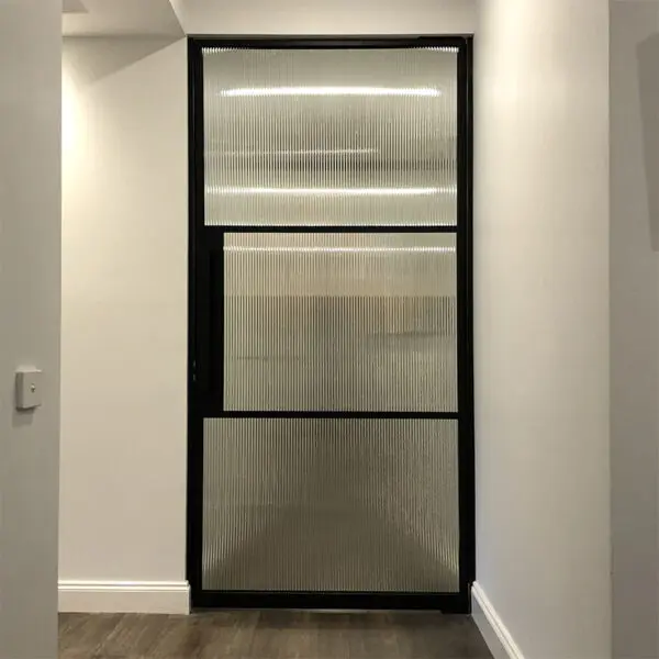 Living Room 3 Lites/4 Lites Steel Glass Doors with Frosted/Fluted Glass