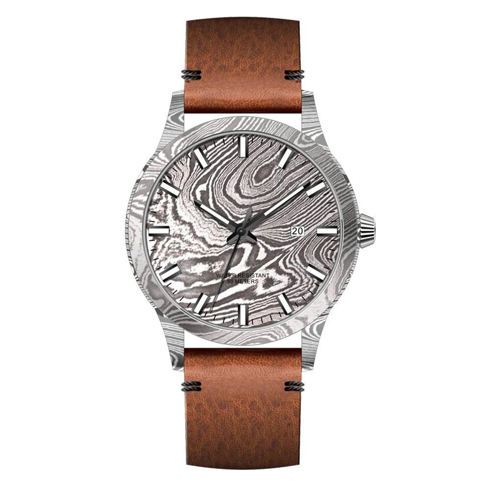 OEM Manufacturer Luxury Men Wrist Watches Ultra Thin Case Private Label Damascus Watch