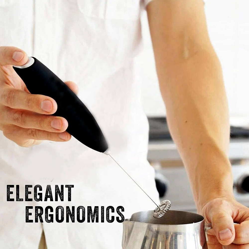 Top Electric Milk Frother with 2 Pieces Powerful Spring Whisk Head Premium Stainless Steel Milk Foam Maker For Coffee