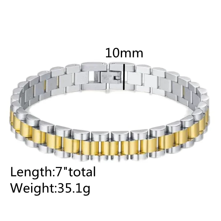18k gold plated stainless steel chain bracelet watch band bracelet men