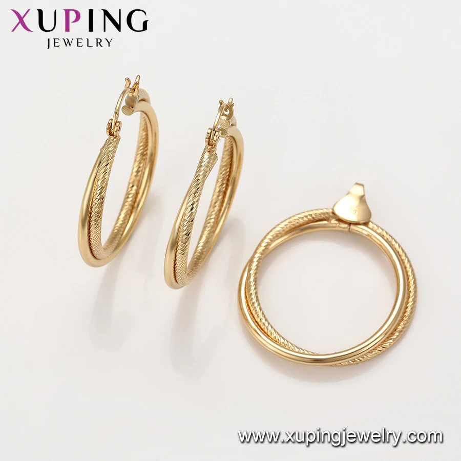 65597 xuping роскошный набор 24k позолоченный Круглый Кулон из Рупа и sud Серьги Набор для
