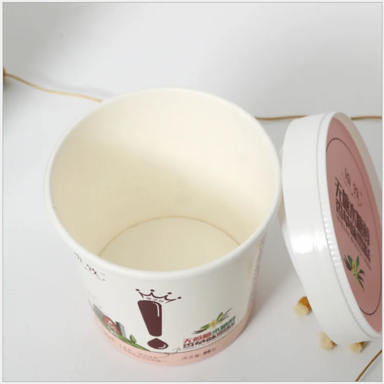 China Made Professional Wholesale Yogurt Paper Cup With Paper Lid Ice Cream Cup Packaging