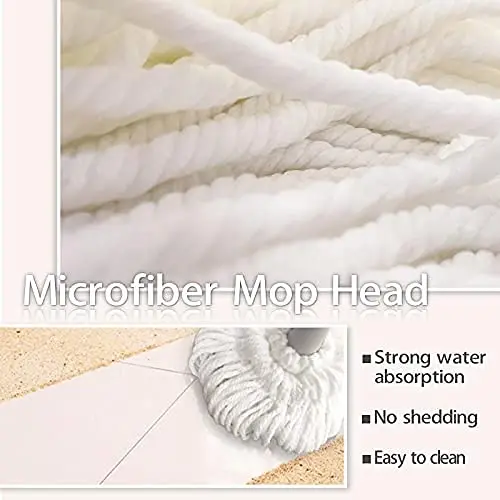 Amazon Easy Self Wringing Twist Flat Mop microfiber Cotton Self Squeezing Mop with 2 Reusable Heads