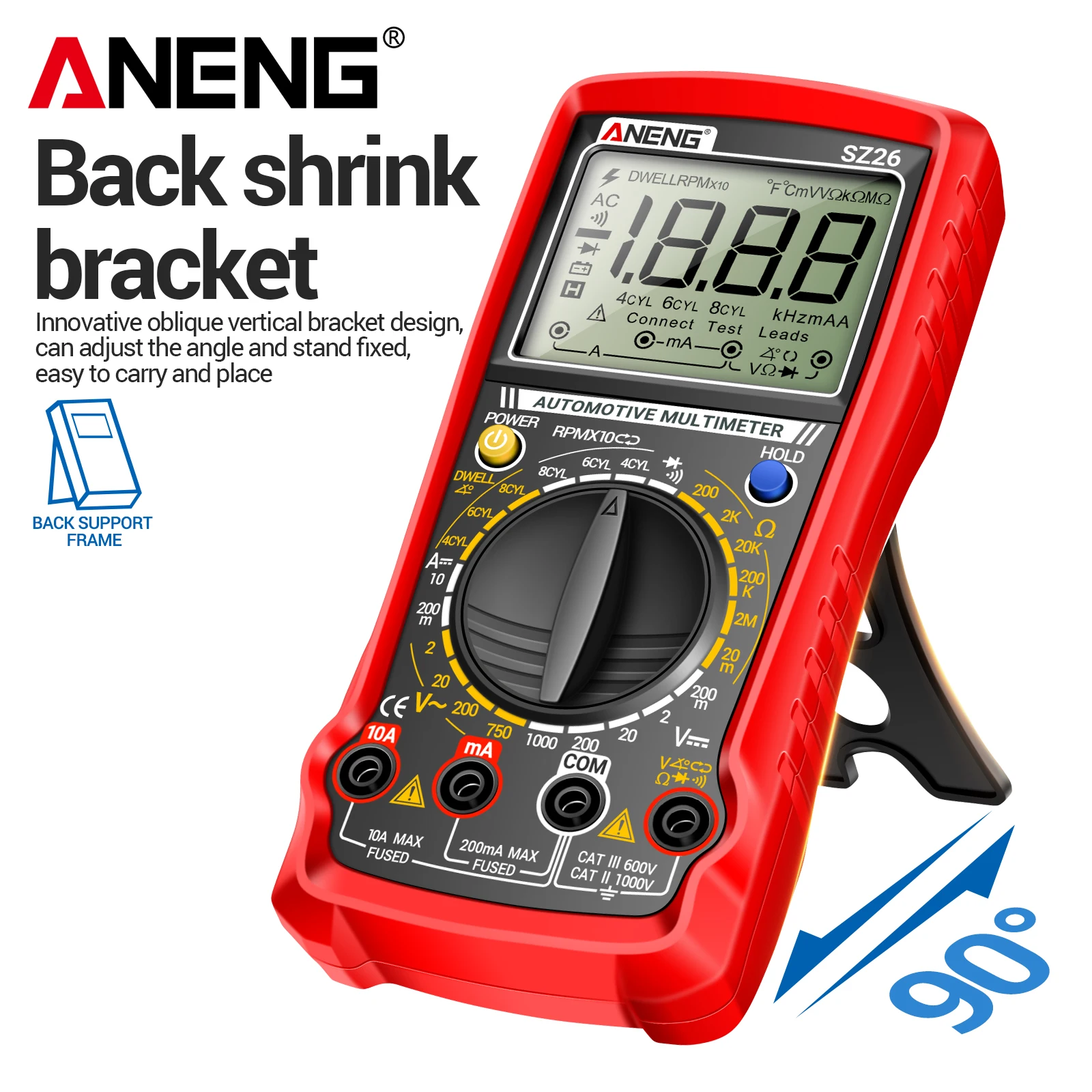 ANENG SZ26 Multitester Closed Angle Measure Auto Repair Multimeter Speed Diode Meter Ohmer Ammeter 1999 Count Car Tester Tools